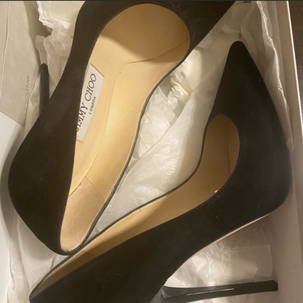 Jimmy Choo Black Suede Anouk Pumps